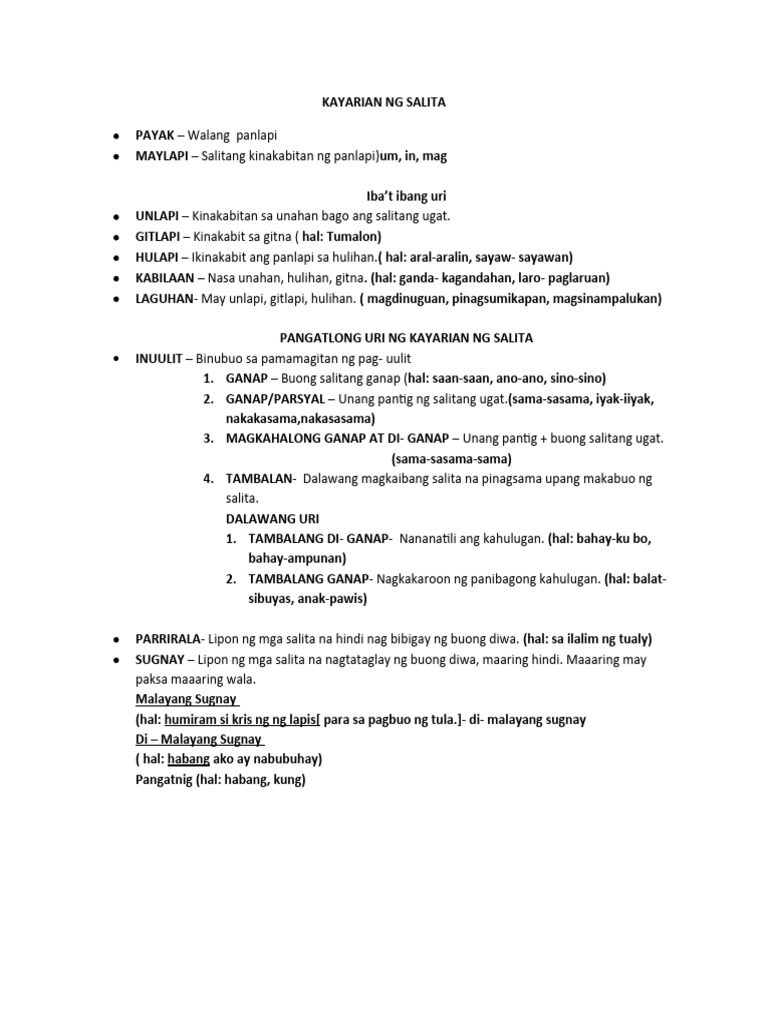 Kayarian NG Salita | PDF