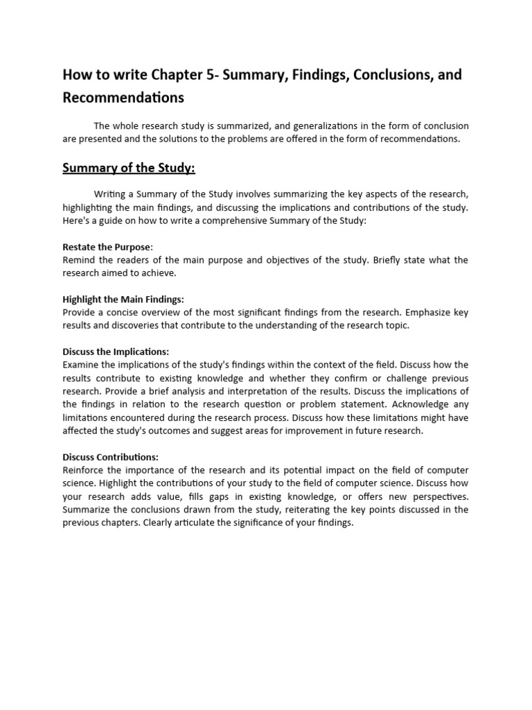 How To Write Chapter 5 | PDF | Methodology | Statistics