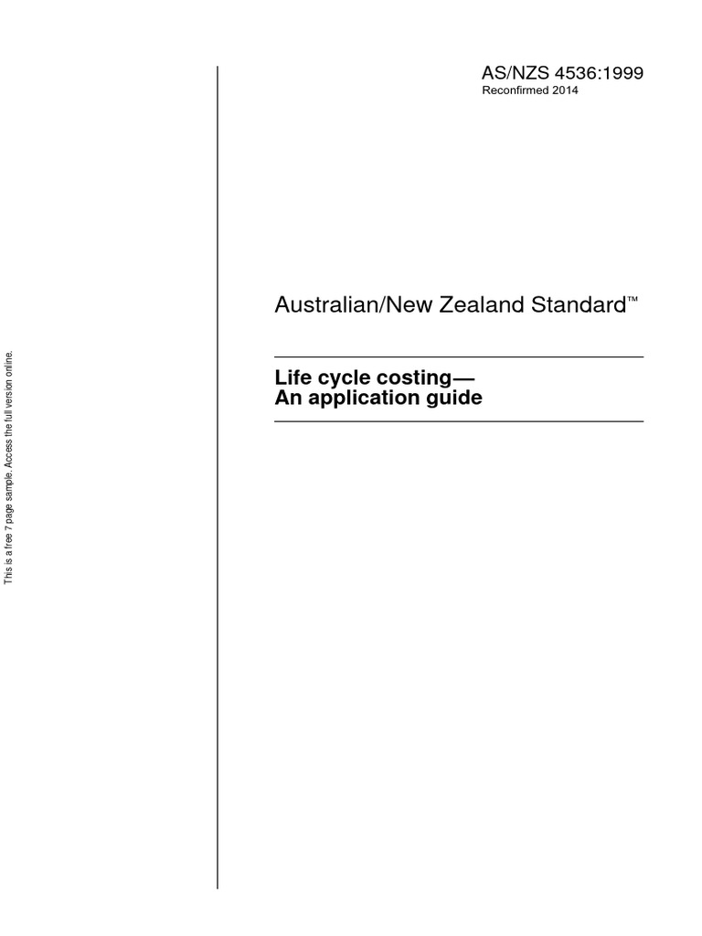 Australian/New Zealand Standard Life Cycle Costing An Application