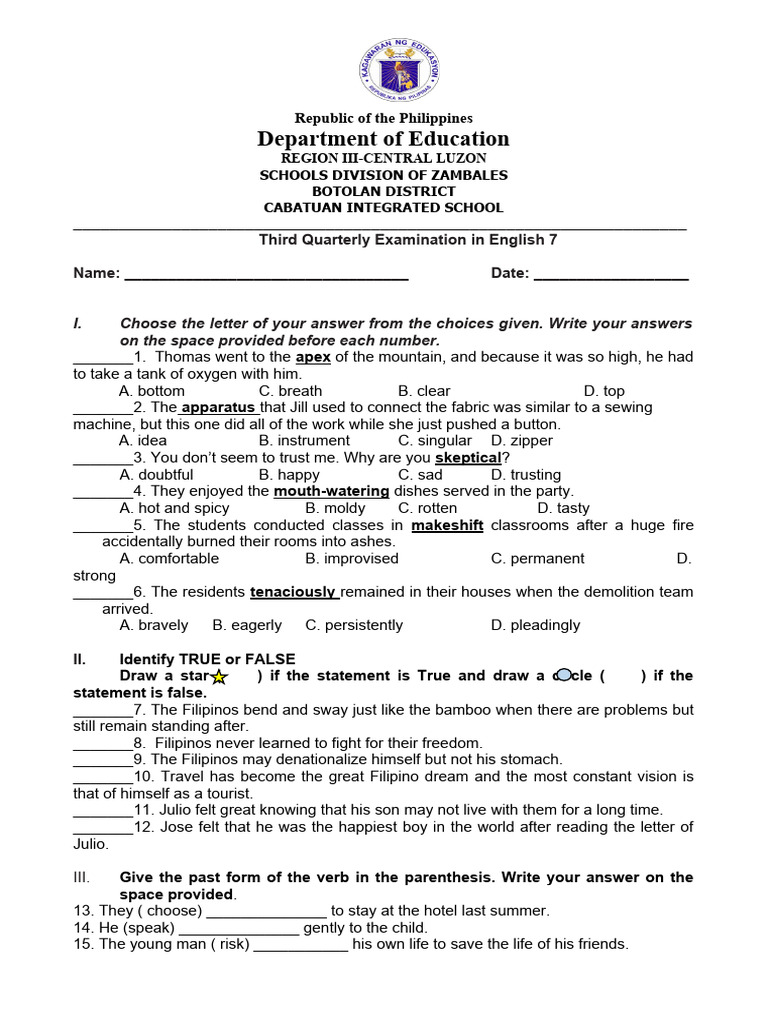 English 7 | PDF | Narration