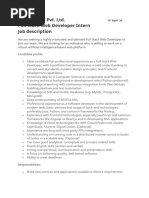 Job Description Full Stack Web Developer