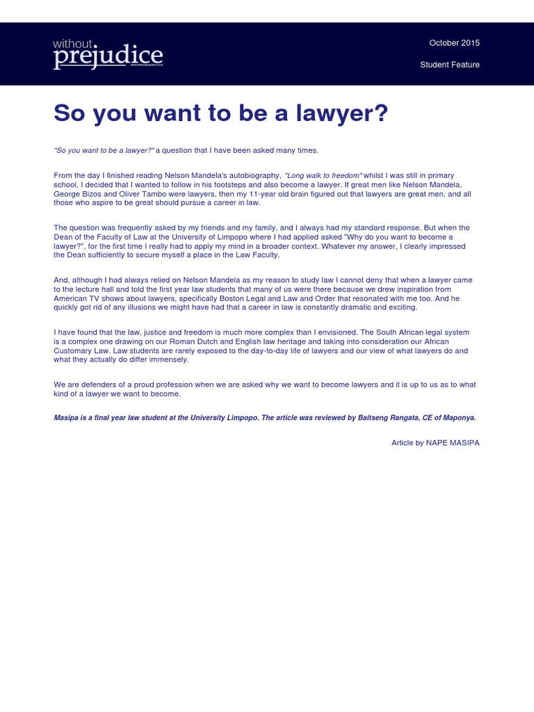 Why I Want to Be a Lawyer | PDF | Social Science