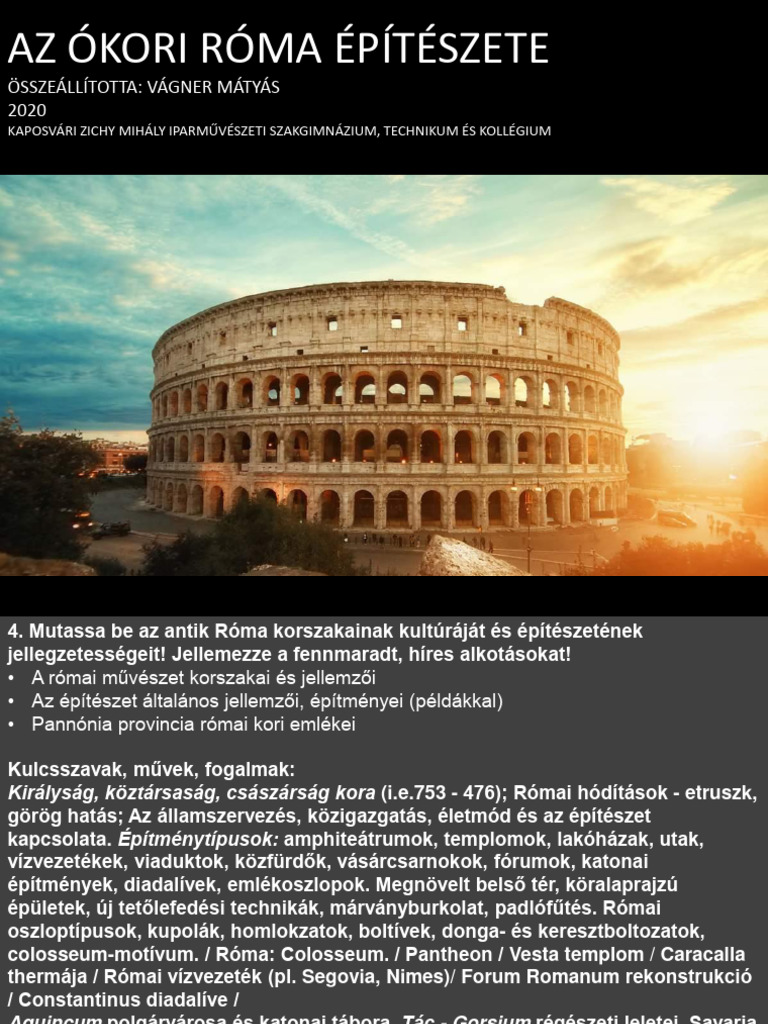 4 Az Ókori Róma Építészete Vizsgaelőkészítő | PDF