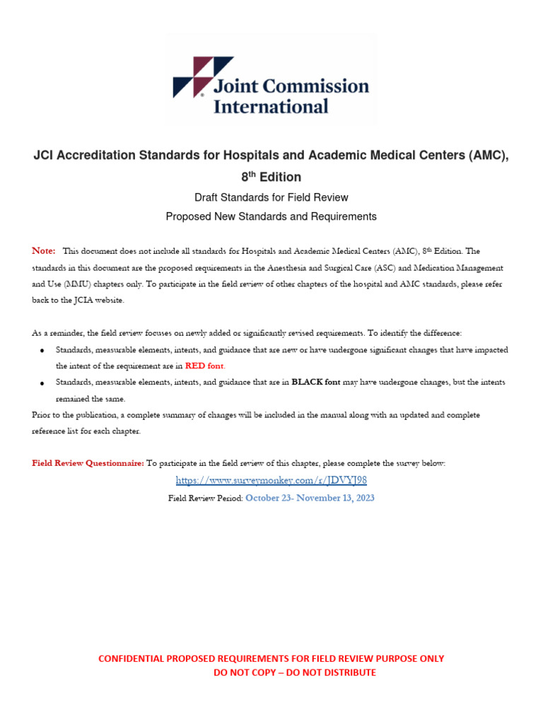 ASC Standards for Field Review 2023 | PDF | Anesthesia | Surgery