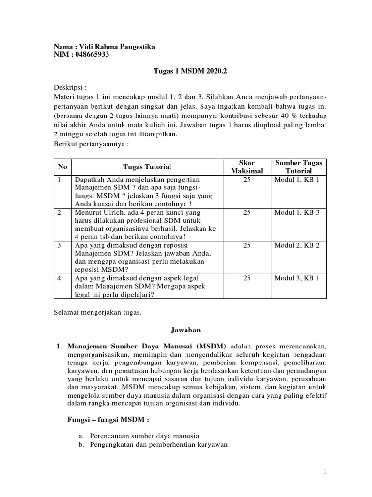 Tugas MSDM: Fungsi dan Aspek Legal | PDF | Karier & Perkembangan | Bisnis