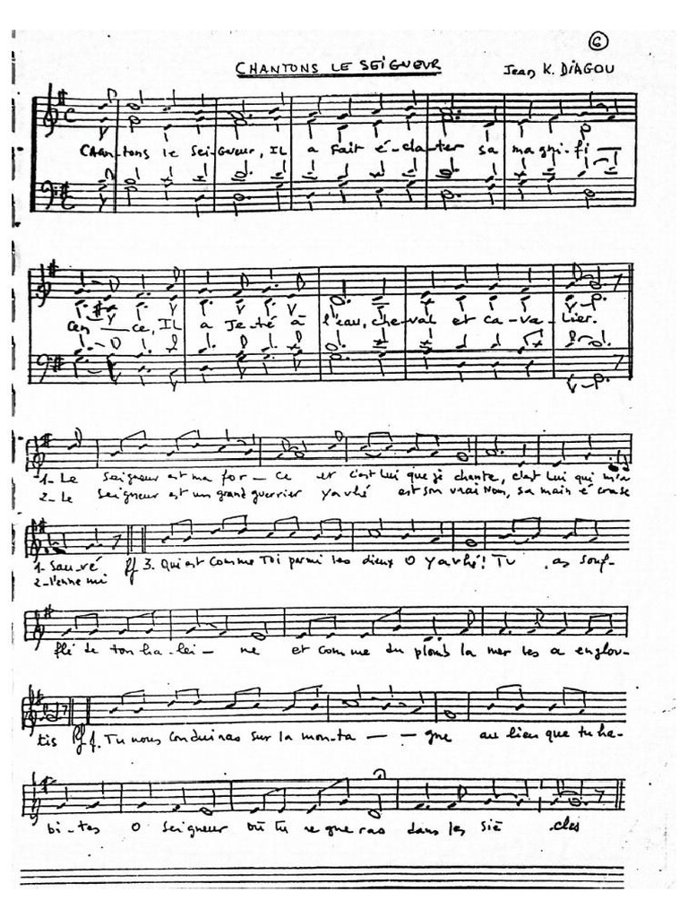 Chantons Le Seigneur Il A Diagou Pdf