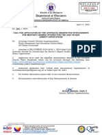 DM 163 S. 2024 CALL FOR APPLICATION OF THE AUSTRALIA AWARDS FOR SCHOLARSHIPS FOR MASTERS DEGREE STUDIES FOR THE 2025 INTAKE DIRECT APPLICATION