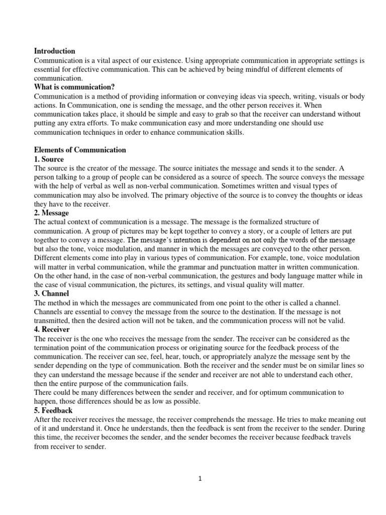 Key Elements of Effective Communication | PDF | Communication | Human ...
