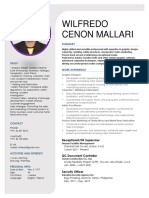 Latest Wilfredo Mallari CV