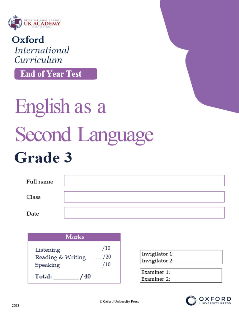 Grade 3 English Final Test | PDF