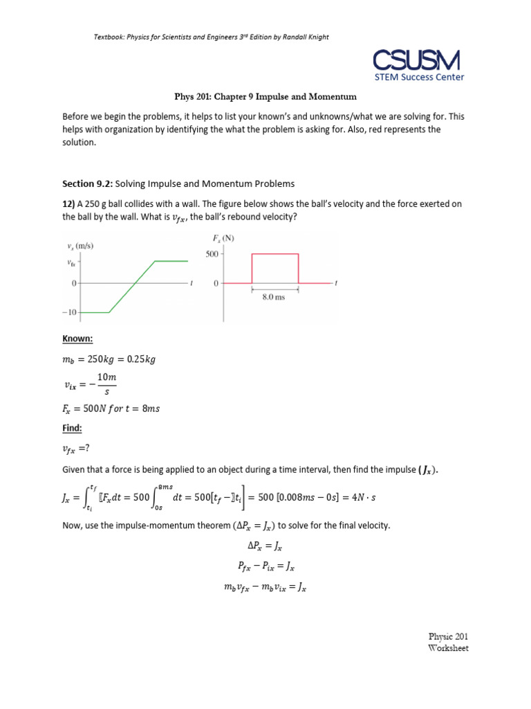 Impulse and Momentum Worksheet Guide | PDF | Momentum | Force