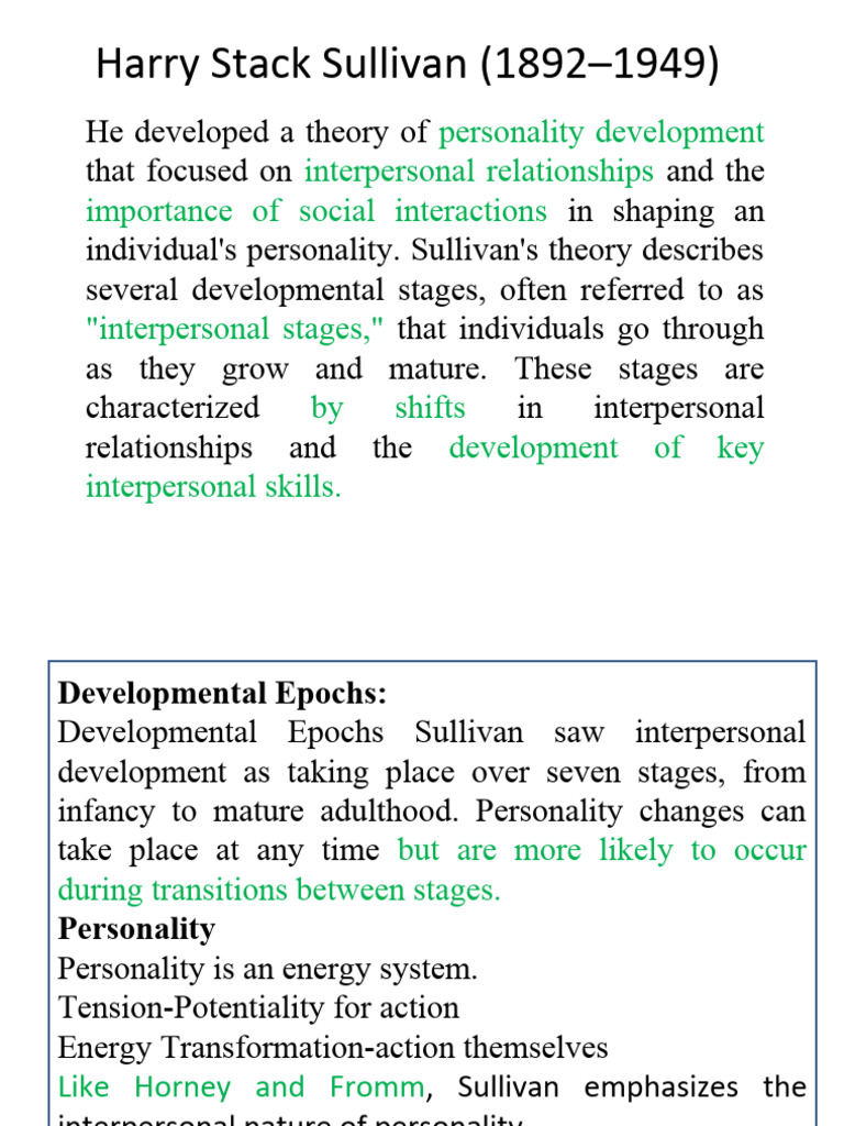Sullivan's Interpersonal Development Stages | PDF | Adolescence | Anxiety