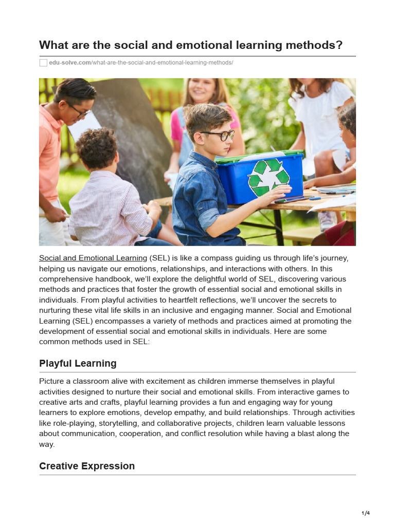 What Are The Social and Emotional Learning Methods | PDF | Mentorship ...