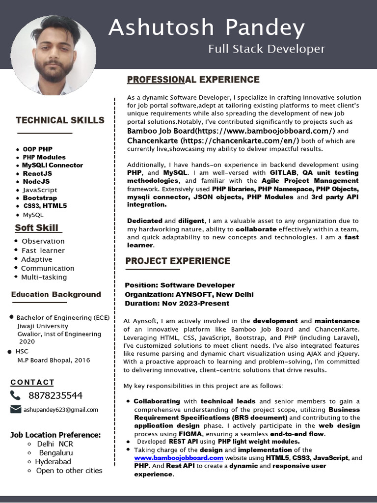 Ashutosh Pandey - Fullstack Developer | PDF | Php | Ajax (Programming)