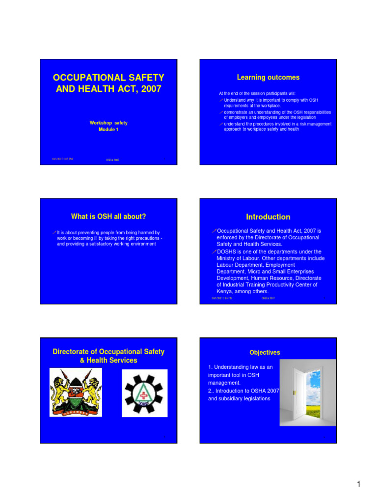 OSHA 2007: Workplace Safety Guidelines | PDF | Occupational Safety And ...