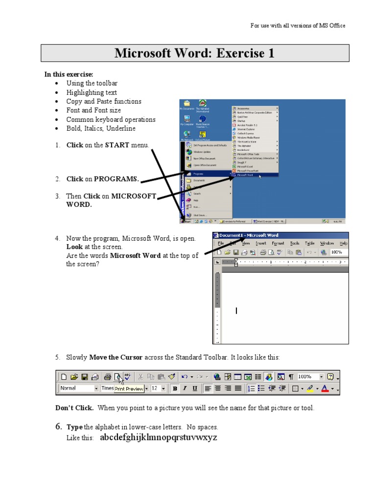 MS Word Typing Practice Exercise | PDF | Times New Roman | Computer ...