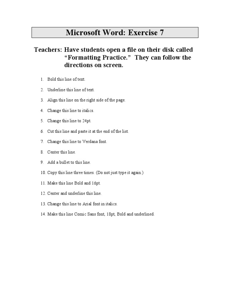 MS Word Formatting Practice Exercise | PDF | Typefaces | Text
