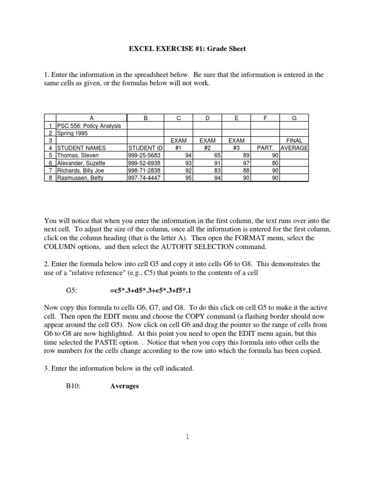 Exer1 Excel | PDF