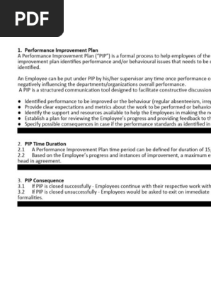 Performance Improvement Plan