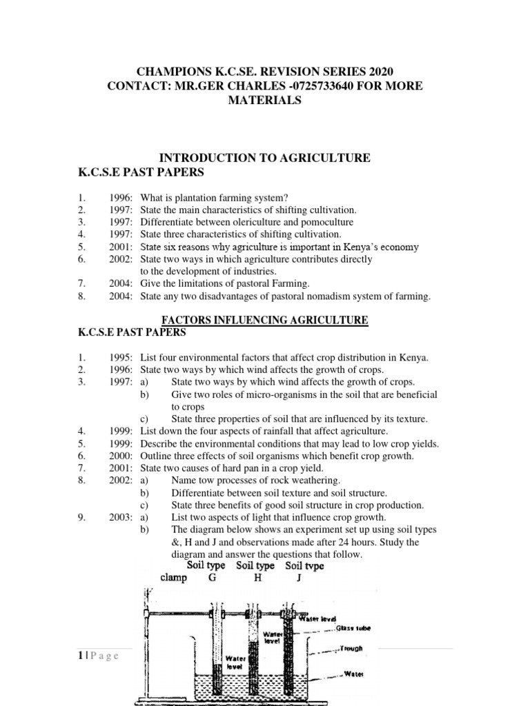Champions kcse agriculture topicals 2020 pdf agriculture soil
