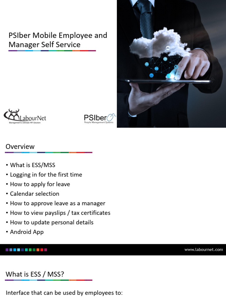 PSIber Mobile ESS/MSS Guide | PDF | Login | Mobile Computers