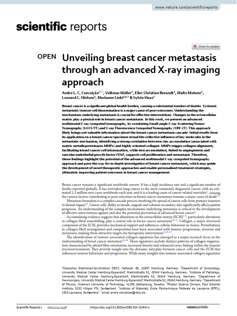 Unveiling Breast Cancer Metastasis Through An Advanced X-Ray Imaging ...