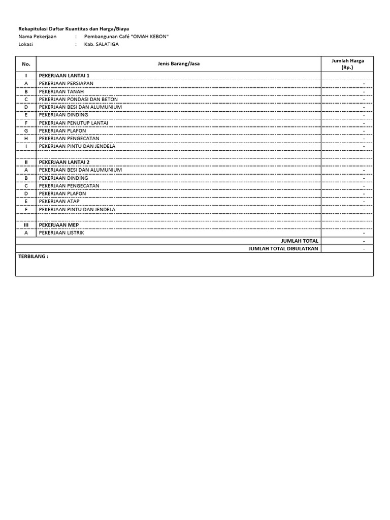 RAB Omah Kebon - R1 - 15032023 - BoQ | PDF