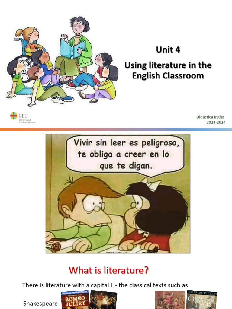Didáctica 2023 Unit 4 Using Literature In The Classroom Part I Pdf