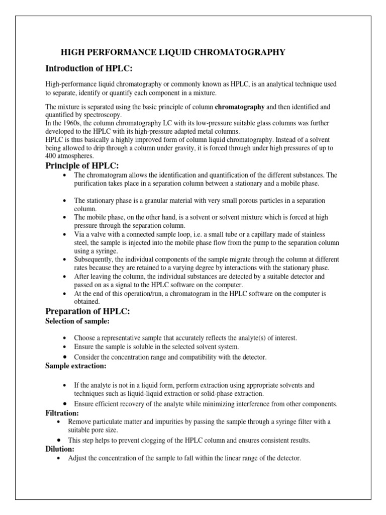 HPLC: Principles and Methods Guide | PDF | High Performance Liquid ...