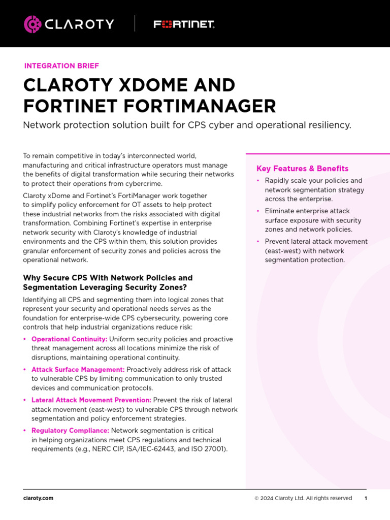 Securing CPS with Claroty xDome & Fortinet | PDF | Security | Computer ...