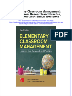 Elementary Classroom Management Lessons From Research and Practice 8Th Edition Carol Simon Weinstein Full Chapter