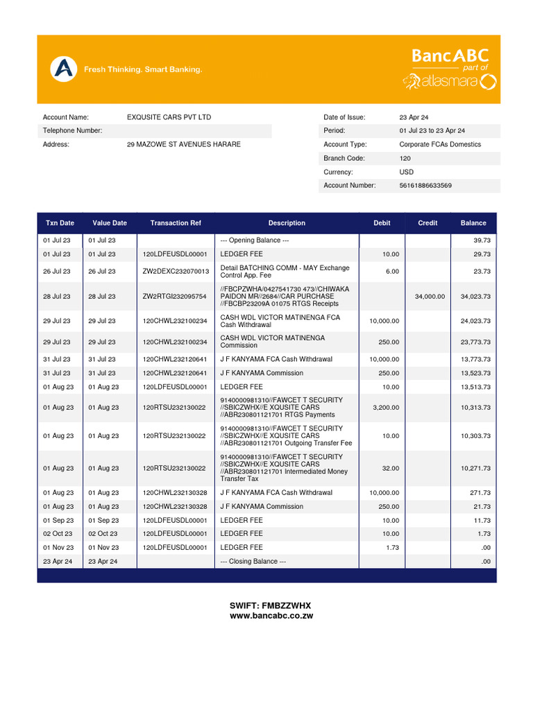 Statement 2024-04-23 | PDF | Cash | Debits And Credits