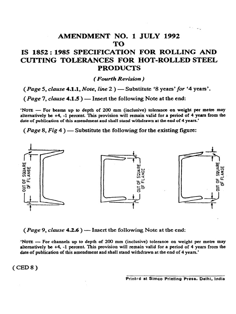 amendment-no-1-to-is-1852-1985-specification-cutting-tolerances-for