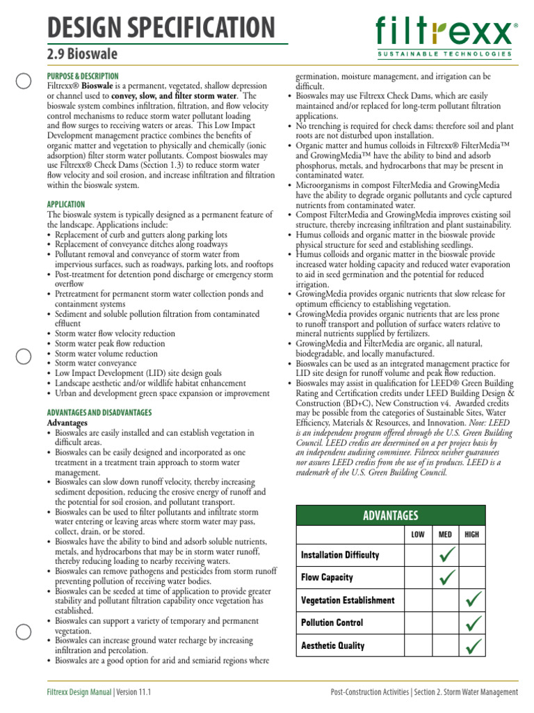 2.9 Filtrexx Bioswale | PDF | Stormwater | Surface Runoff