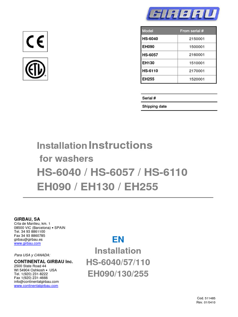Installation Manual Girbau Pdf Washing Machine Corrosion