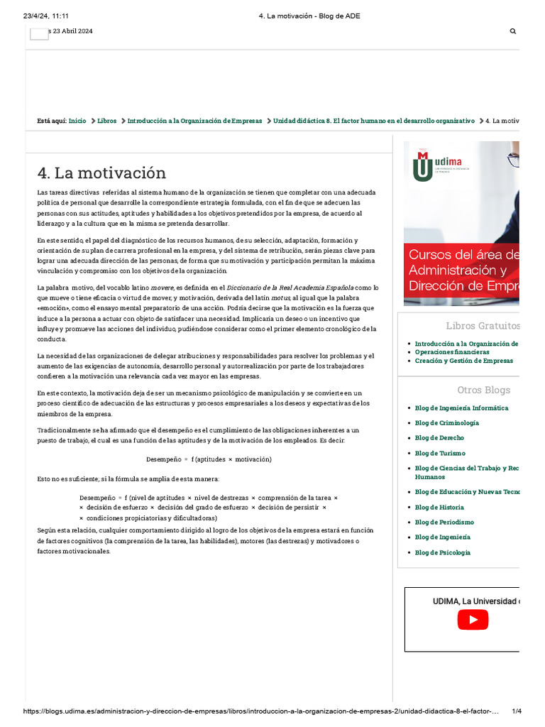 Importancia de la Motivación en Empresas | PDF | Motivación | Motivacional
