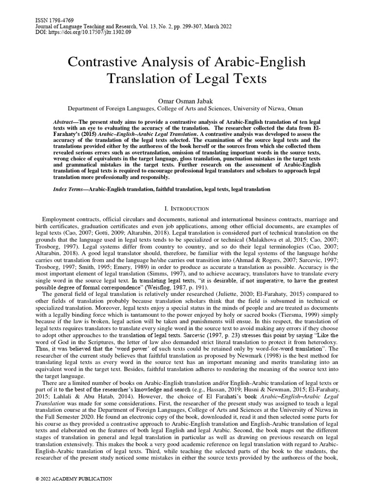 Arabic-English Legal Translation Errors | PDF | Translations | English ...