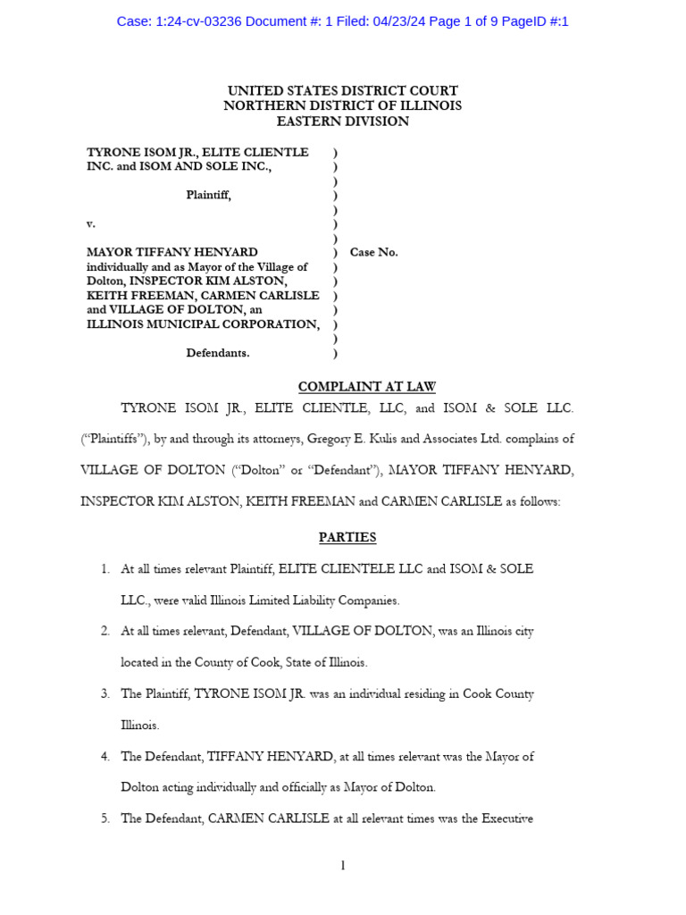 Isom, Elite Clientele, Isom and Sole Inc. vs. Henyard Et Al ...