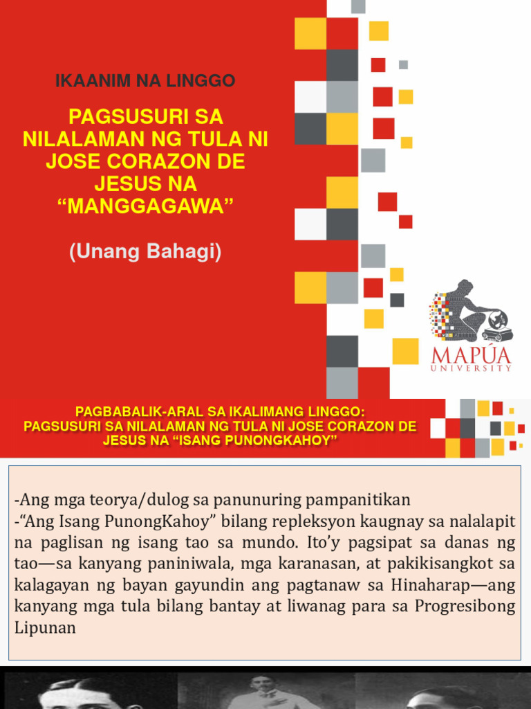 Pagsusuri Ng Tula Aralin (Ikaanim Na Linggo) Pagsusuri Sa Nilalaman