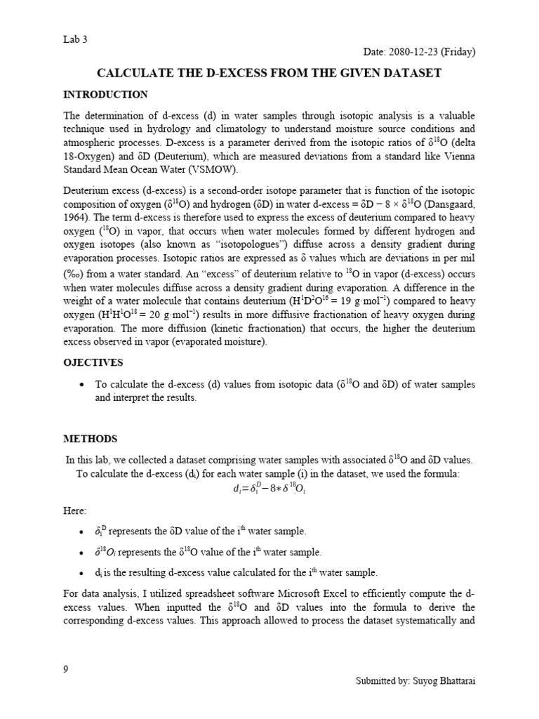 Calculating D-Excess in Water Samples | PDF | Deuterium | Evaporation