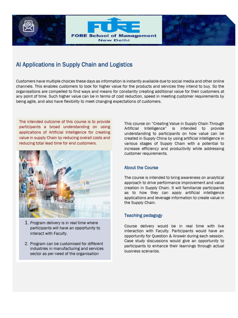 AI in Supply Chain Course Overview | PDF | Artificial Intelligence ...
