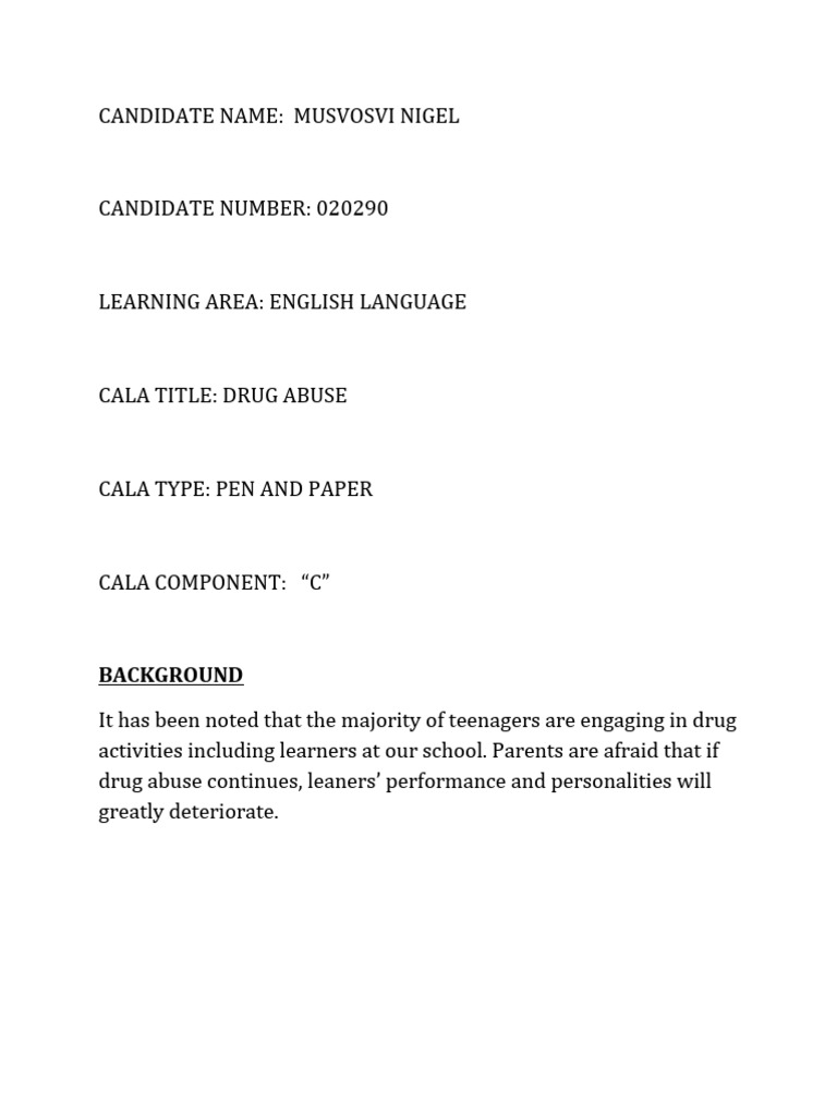 Teen Drug Abuse: Causes & Effects | PDF