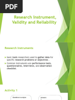 Research Instrument Validity and Reliability PDF