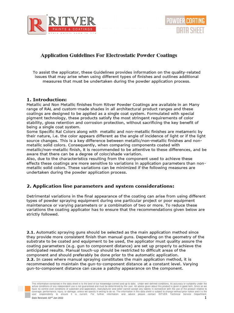 Application Guidelines For Electrostatic Powder Coatings | PDF ...