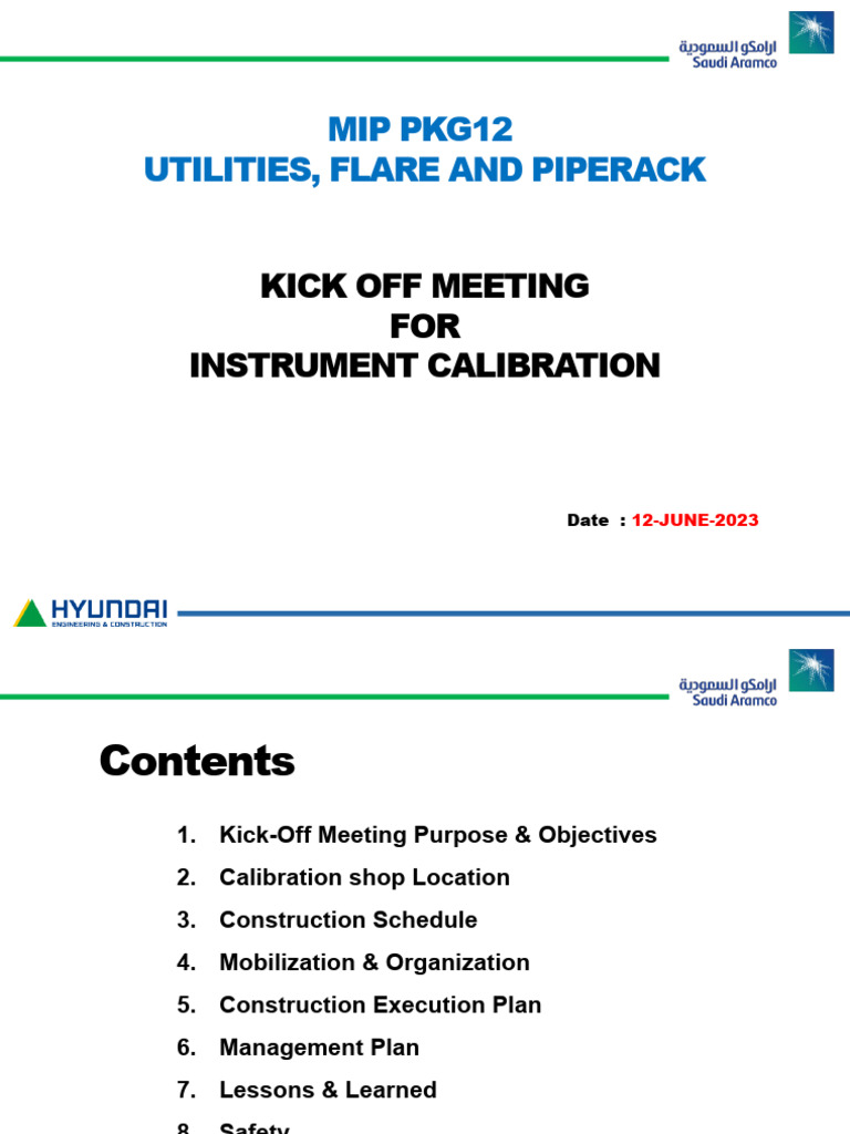 Instrument Calibration Kick-Off Meeting | PDF | Calibration ...