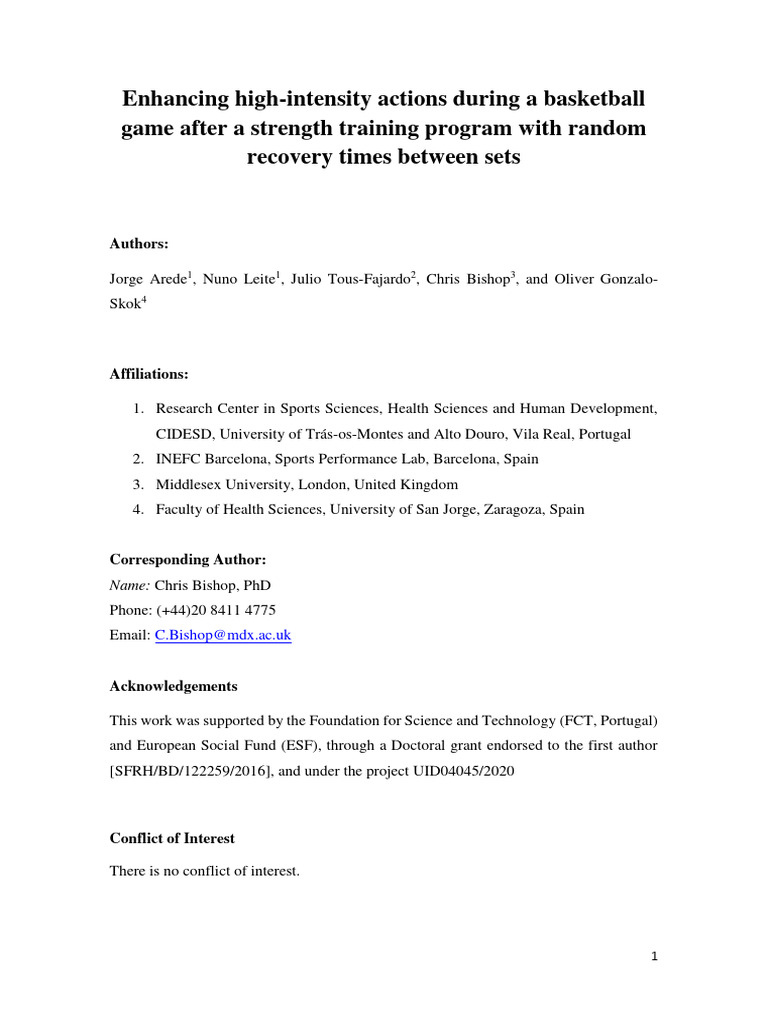 Enhancing High-Intensity Actions During A Basketball Game After A ...