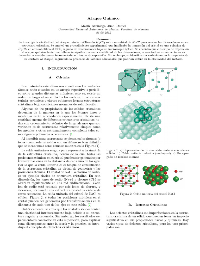 Practica01 AtaqueQuimico | Descargar gratis PDF | Estructura cristalina ...
