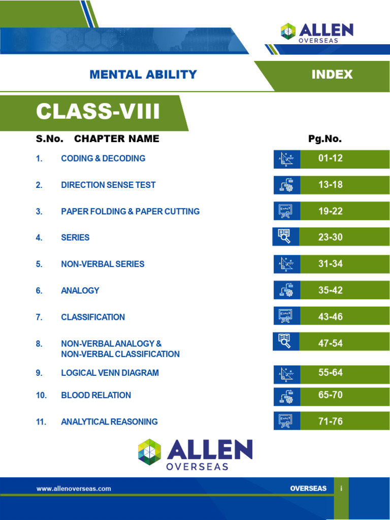 Overseas Class-8 Mental Ability | PDF | Code | Paper