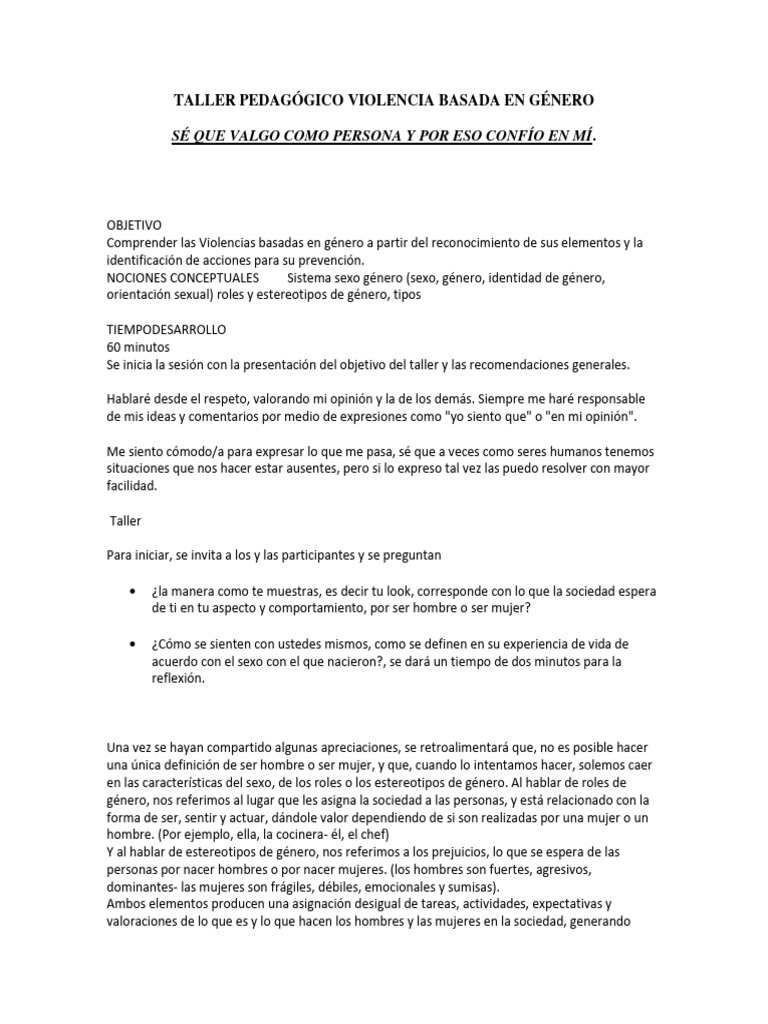 Taller sobre Violencia de Género | PDF | Violencia | Género