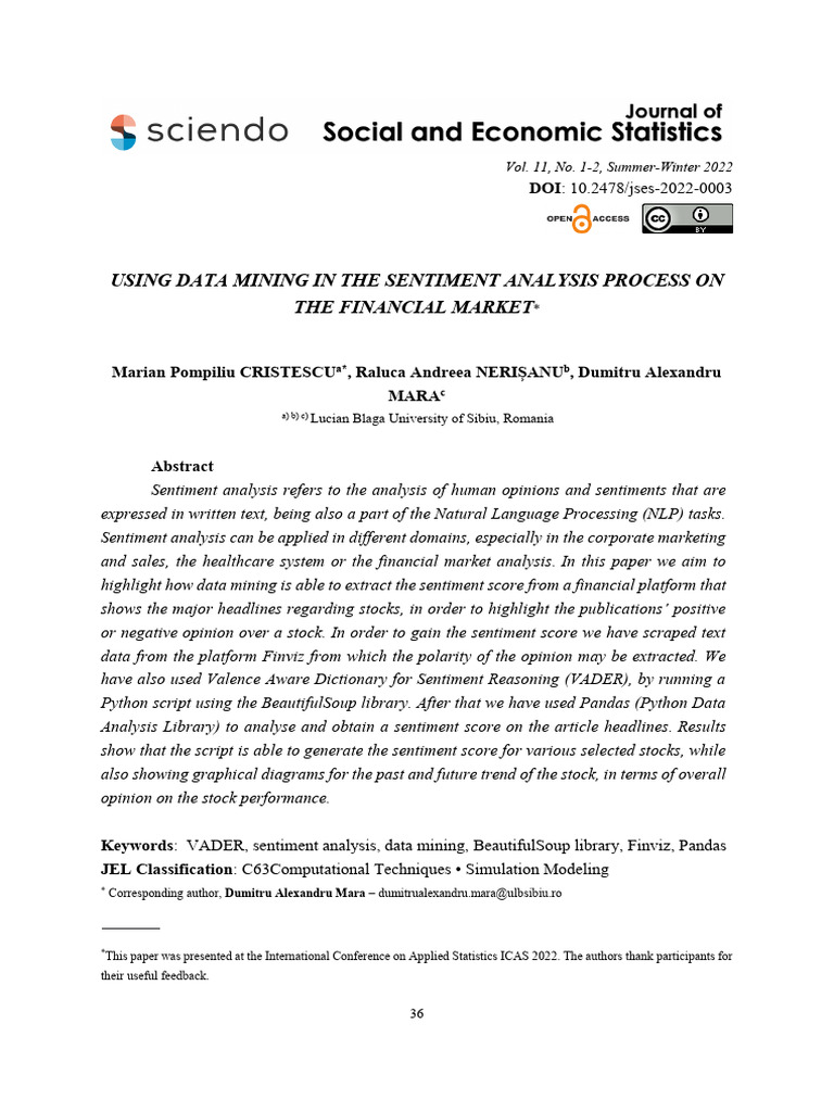 Data Mining for Financial Sentiment Analysis | PDF | Analytics ...